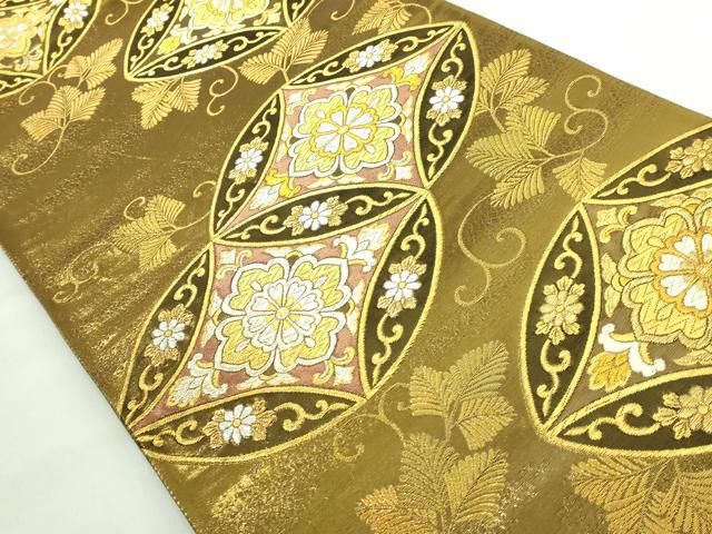 平和屋着物○極上 だらり帯 芸姑 舞妓 両面 全通柄袋帯 花菱文 金銀糸