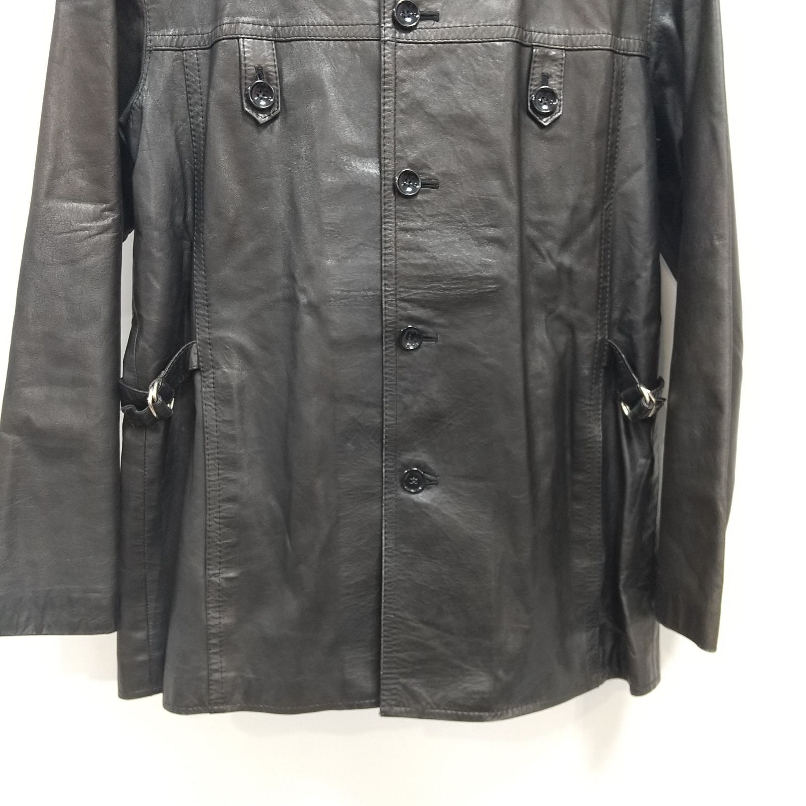 ks48◇PermaStone レザー ジャケット メンズ LLサイズ ブラック サイド 