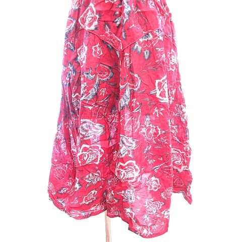 ヴェルニカ Velnica ワンピース ひざ丈 Vネック 花柄 半袖 赤 レッド