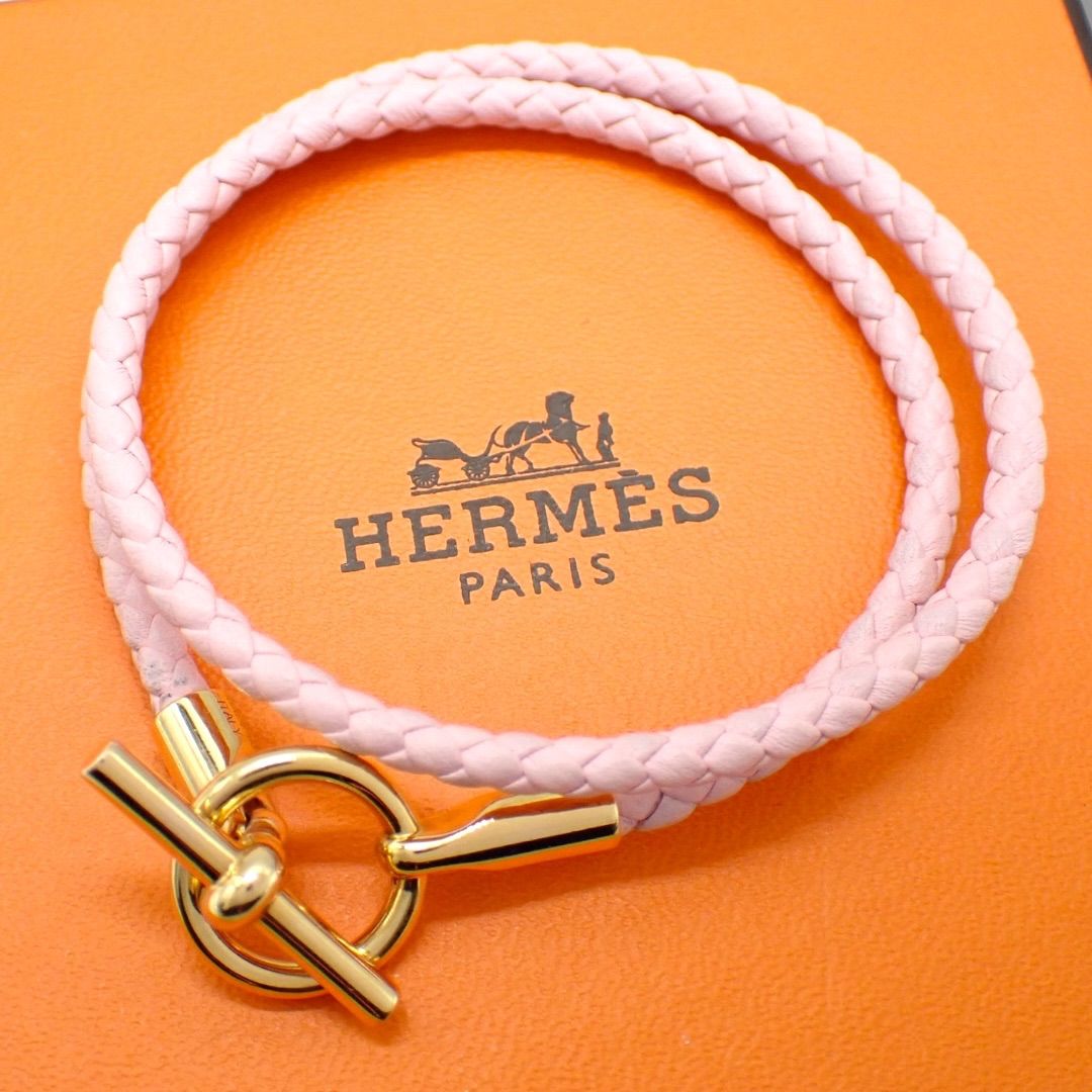 エルメス グレナン ドゥブルトゥール ブレスレット ピンク ゴールド