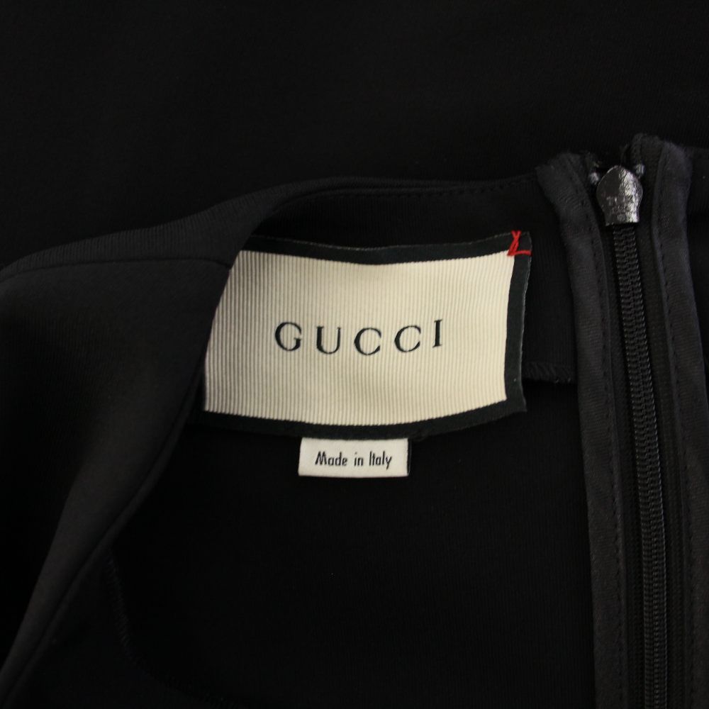 GUCCIグッチ　ジャージー素材VネックワンピースXSサイズ　ブラック グッチ GUCCI Jersey V-neck Dress ジャージーVネックワンピース ひざ