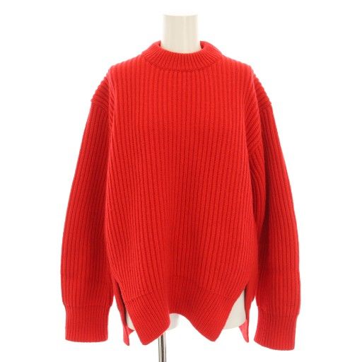 JIL SANDER メンズニット　レッド ジルサンダー JIL SANDER 22AW サイドスリットニット セーター クルー