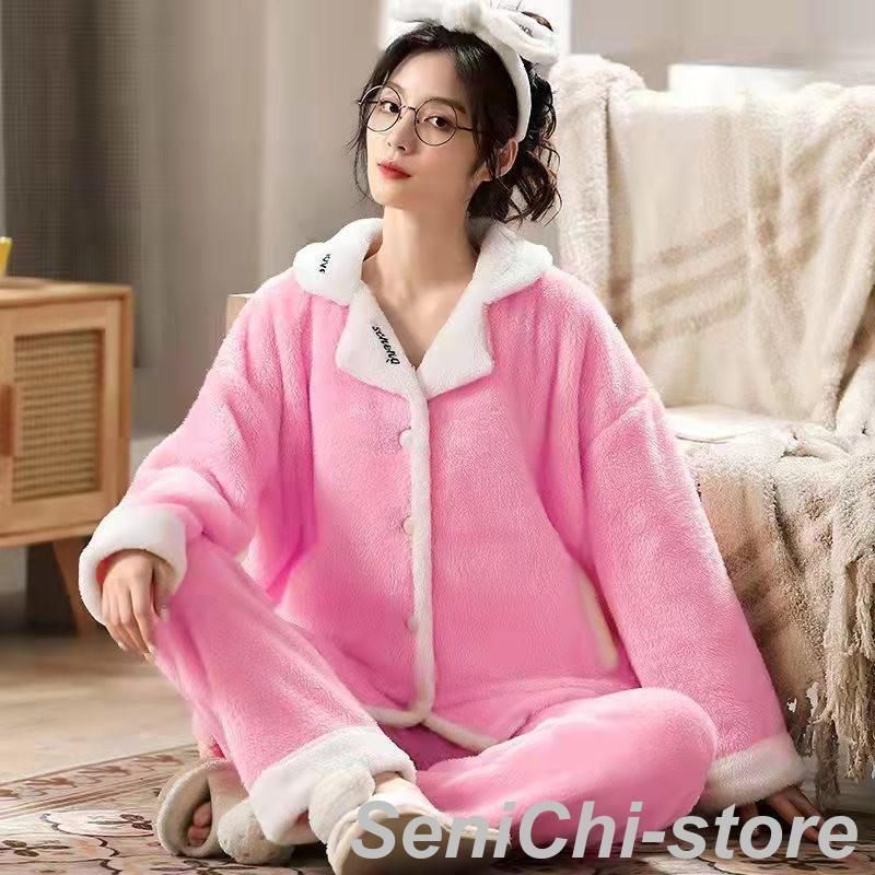 パジャマ レディース 春 長袖 前開き ルームウェア セットアップ モコモコ 上下セット フランネル 大きいサイズ 暖かい 部屋着 ゆったり パジャマ レディース ルームウェア フランネル 長袖 上下セット