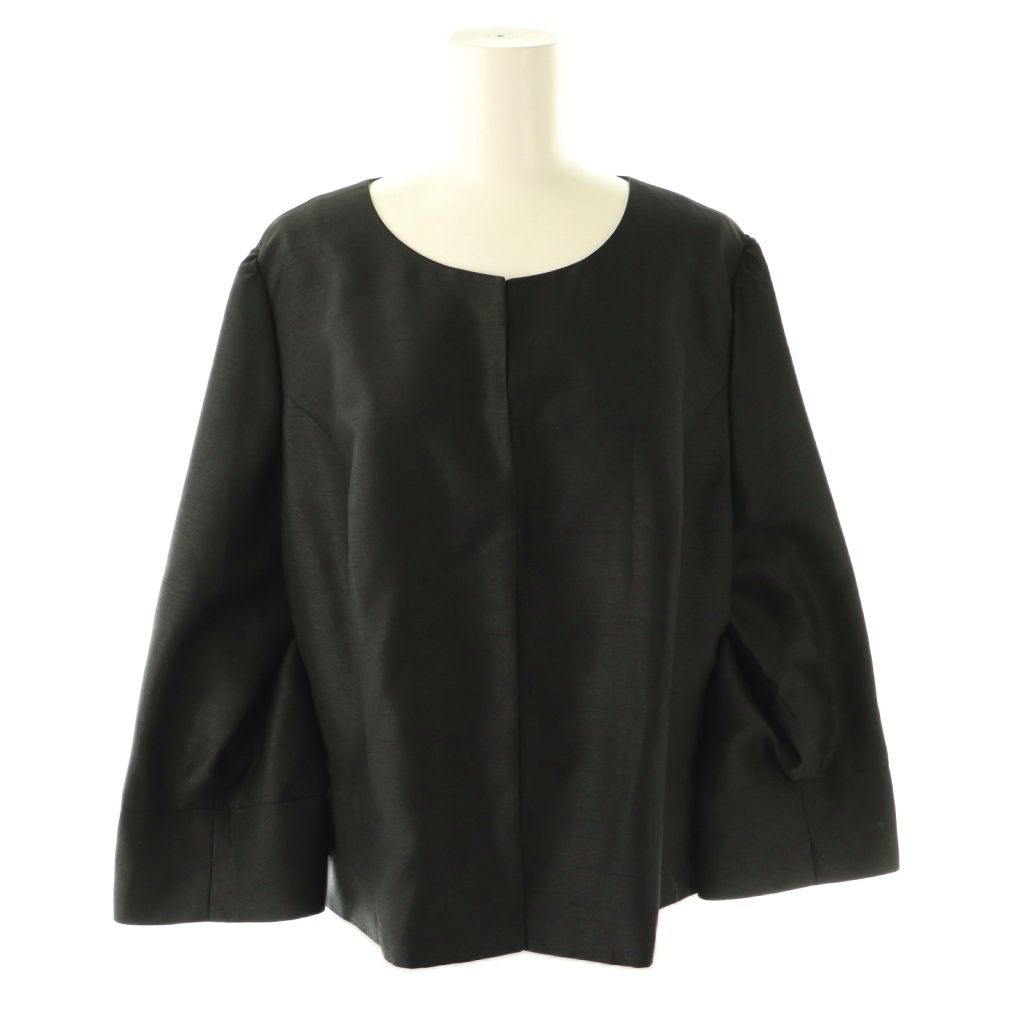 ローズティアラ Rose Tiara ジャケット ノーカラー 薄手 46 黒 /NR