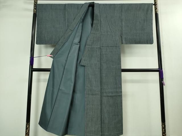 平和屋本店○極上 男性 本場結城紬 重要無形文化財 縞 三越扱い 逸品