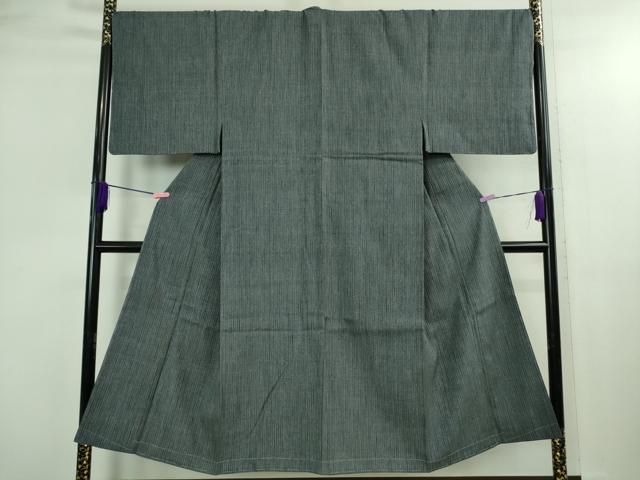 平和屋本店○極上 男性 本場結城紬 重要無形文化財 縞 三越扱い 逸品