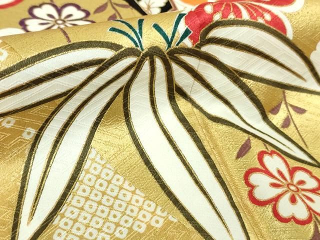 平和屋本店○極上 振袖・長襦袢(無双仕立て・半衿刺繍)セット 駒刺繍