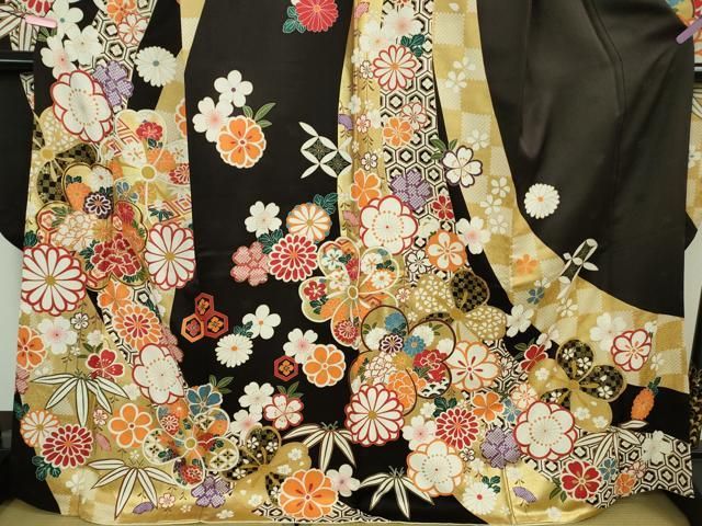 平和屋本店○極上 振袖・長襦袢(無双仕立て・半衿刺繍)セット 駒刺繍