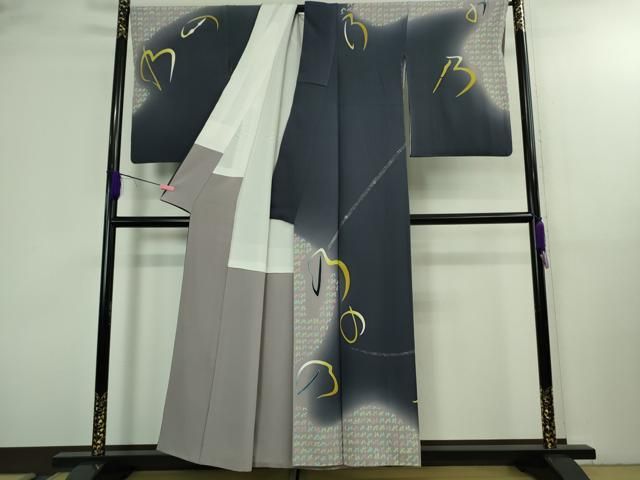平和屋本店○極上 本加賀友禅作家 由水煌人 訪問着 深縹色地 暈し染め