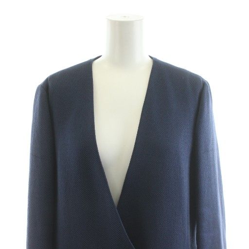 エポカ　コート　40 エポカ EPOCA ノーカラーコート ロング丈 40 青 ブルー M5A04-716-28