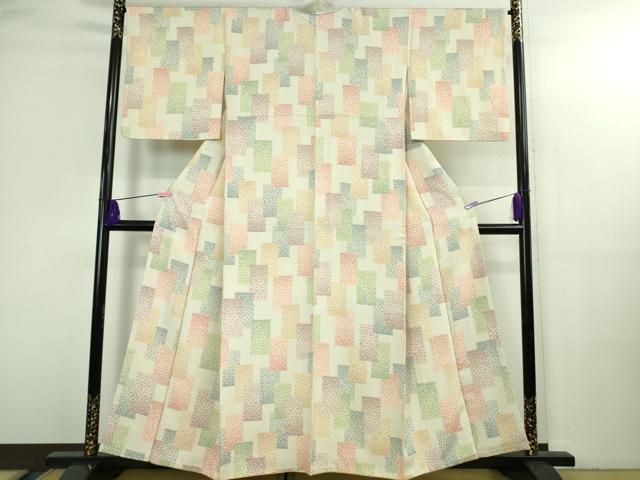 平和屋本店●極上　重要無形文化財　人間国宝　中村勇二郎　江戸小紋　色紙花文　逸品　DZAB3085kh6 平和屋本店○極上 重要無形文化財 人間国宝 中村勇二郎 江戸小紋 色紙
