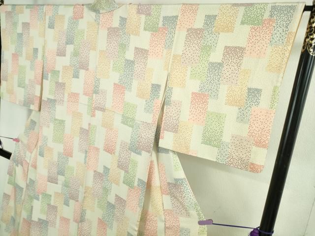 平和屋本店●極上　重要無形文化財　人間国宝　中村勇二郎　江戸小紋　色紙花文　逸品　DZAB3085kh6 平和屋本店○極上 重要無形文化財 人間国宝 中村勇二郎 江戸小紋 色紙