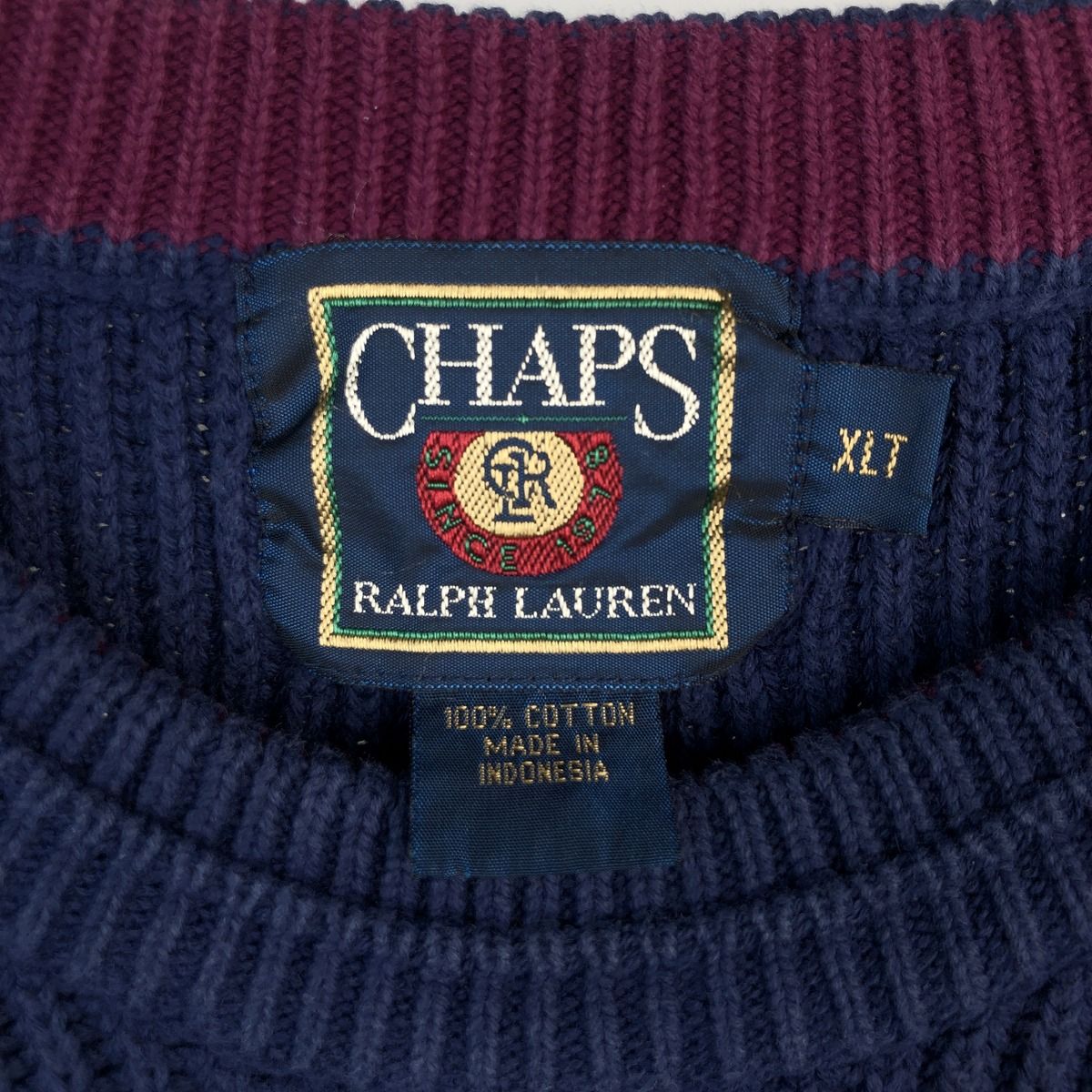 古着 80年代 ラルフローレン Ralph Lauren CHAPS チャップス リブ編み