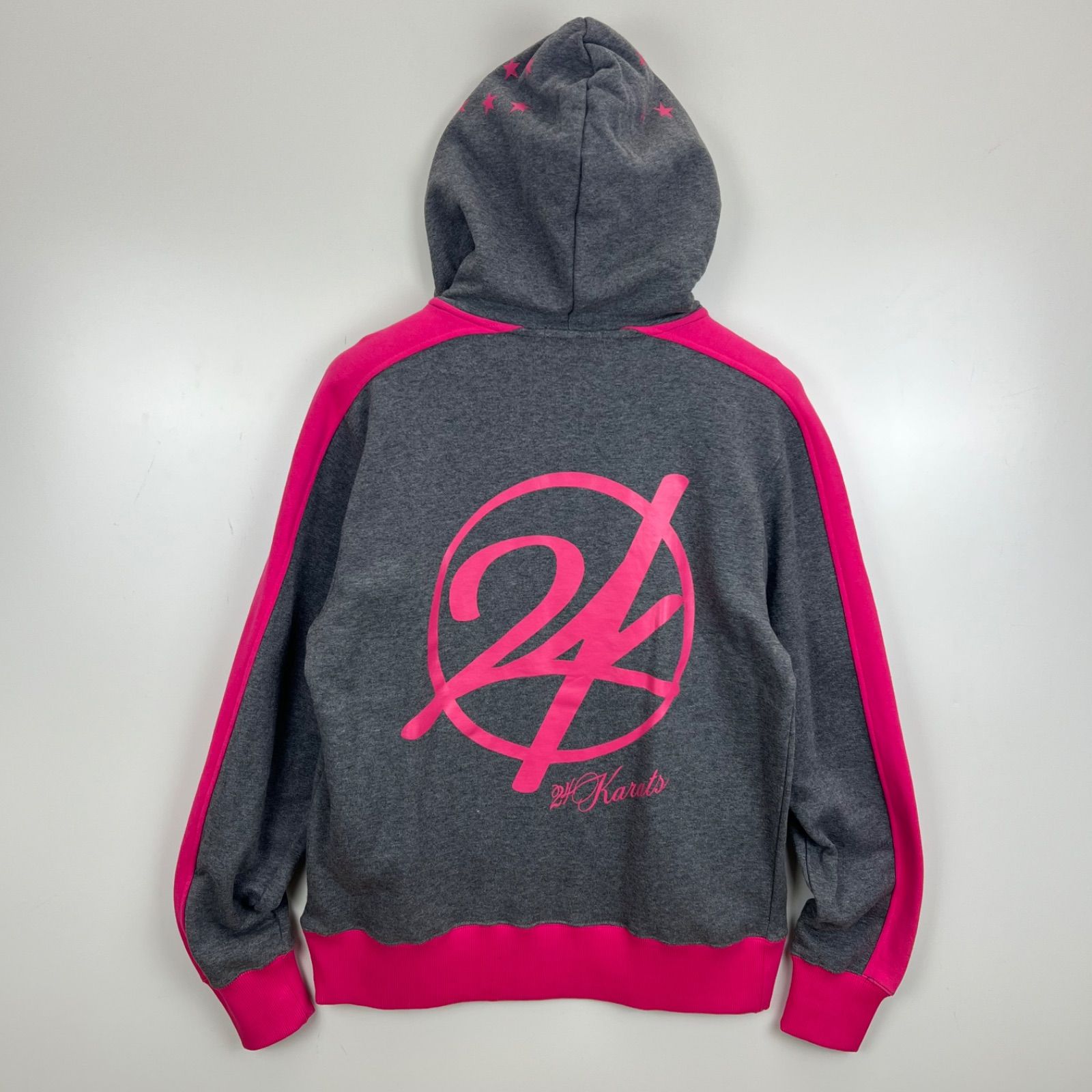 24karats NWT grey pink sweat zip hoodie M 24カラッツ タグ付 ジップ 