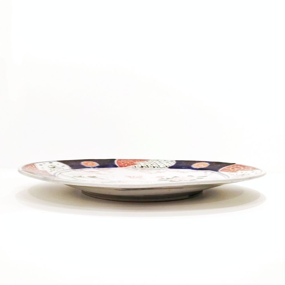 伊万里焼 明治時代 色絵 大皿 吉祥文 双鶴 牡丹 明治伊万里 骨董