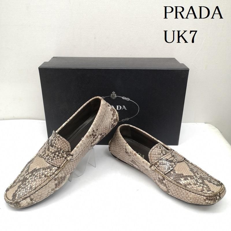 プラダ PRADA ローファー スリッポン ドライビングシューズ プラダ パイソン 型押し ドライビング シューズ ローファー スリッポン