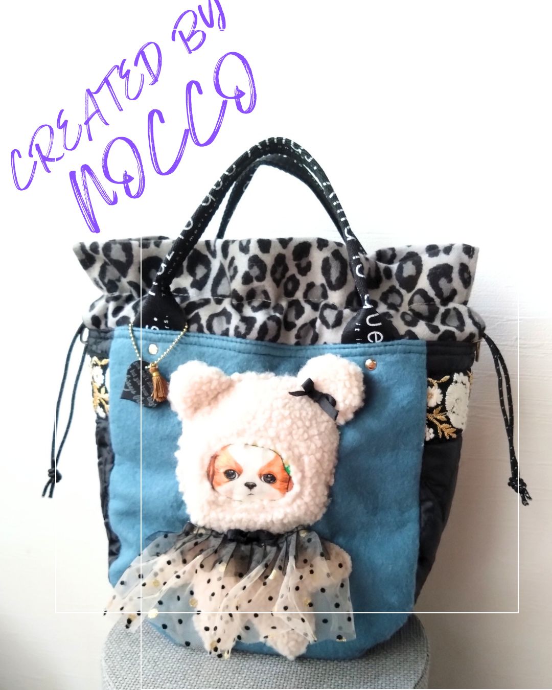 🆕№821【インド刺繍レース✖️ふわふわフリルあんこちゃん ヒョウ柄