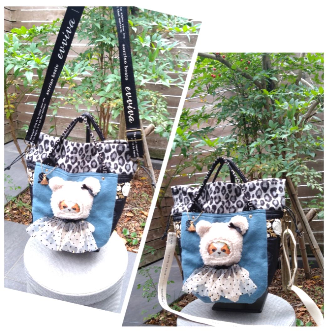 🆕№821【インド刺繍レース✖️ふわふわフリルあんこちゃん ヒョウ柄