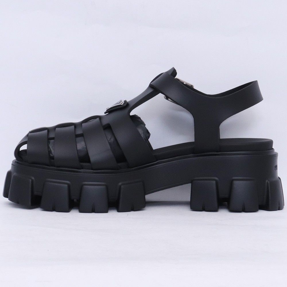 未使用 26cm相当 PRADA モノリス ラバー サンダル サイズ7 ブラック