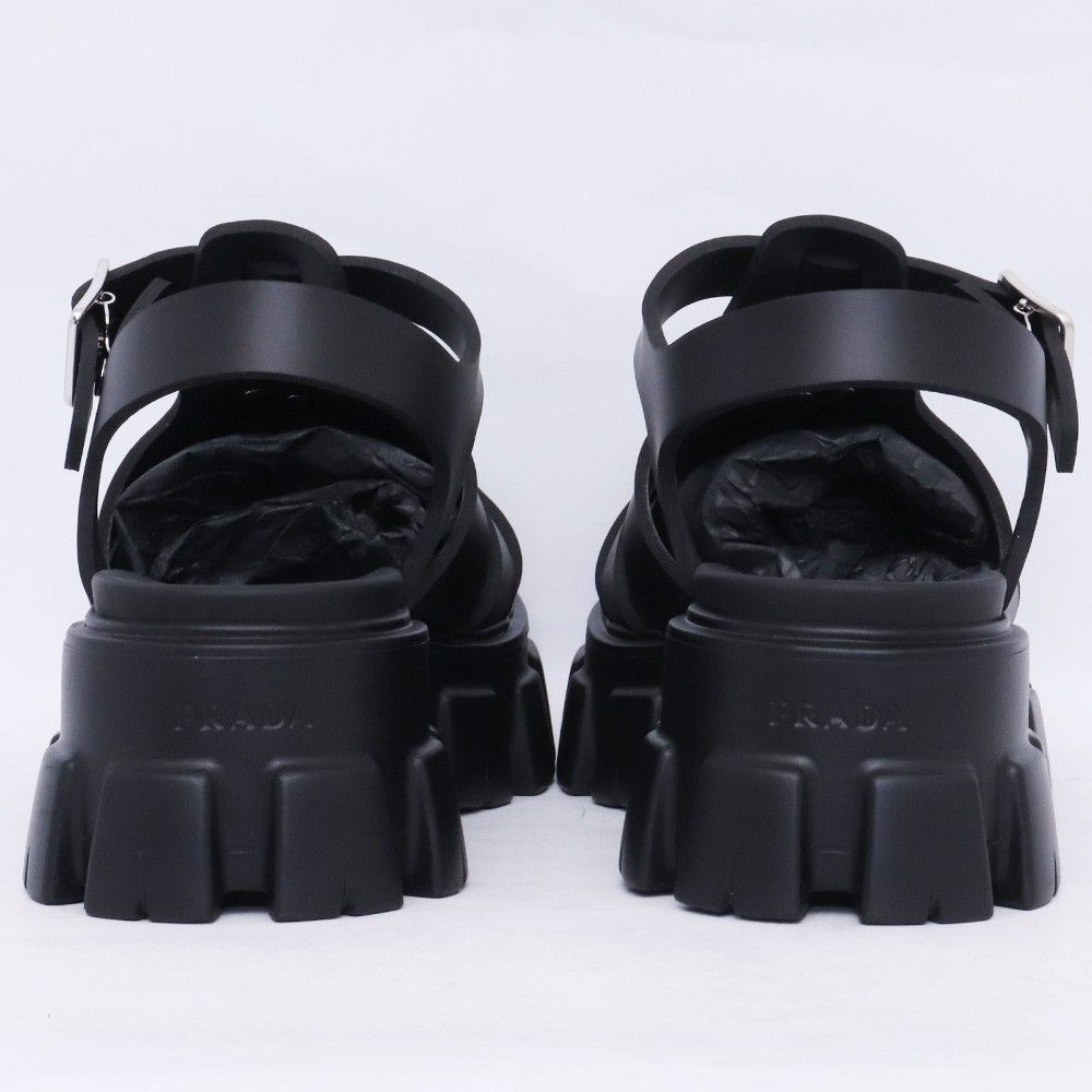 未使用 26cm相当 PRADA モノリス ラバー サンダル サイズ7 ブラック