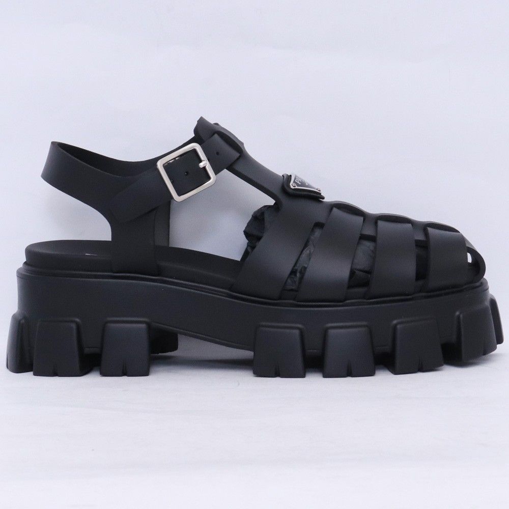 未使用 26cm相当 PRADA モノリス ラバー サンダル サイズ7 ブラック