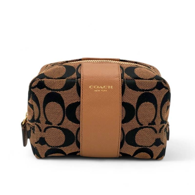 COACH コーチ コスメポーチ 化粧ポーチ シグネチャー キャンバス 