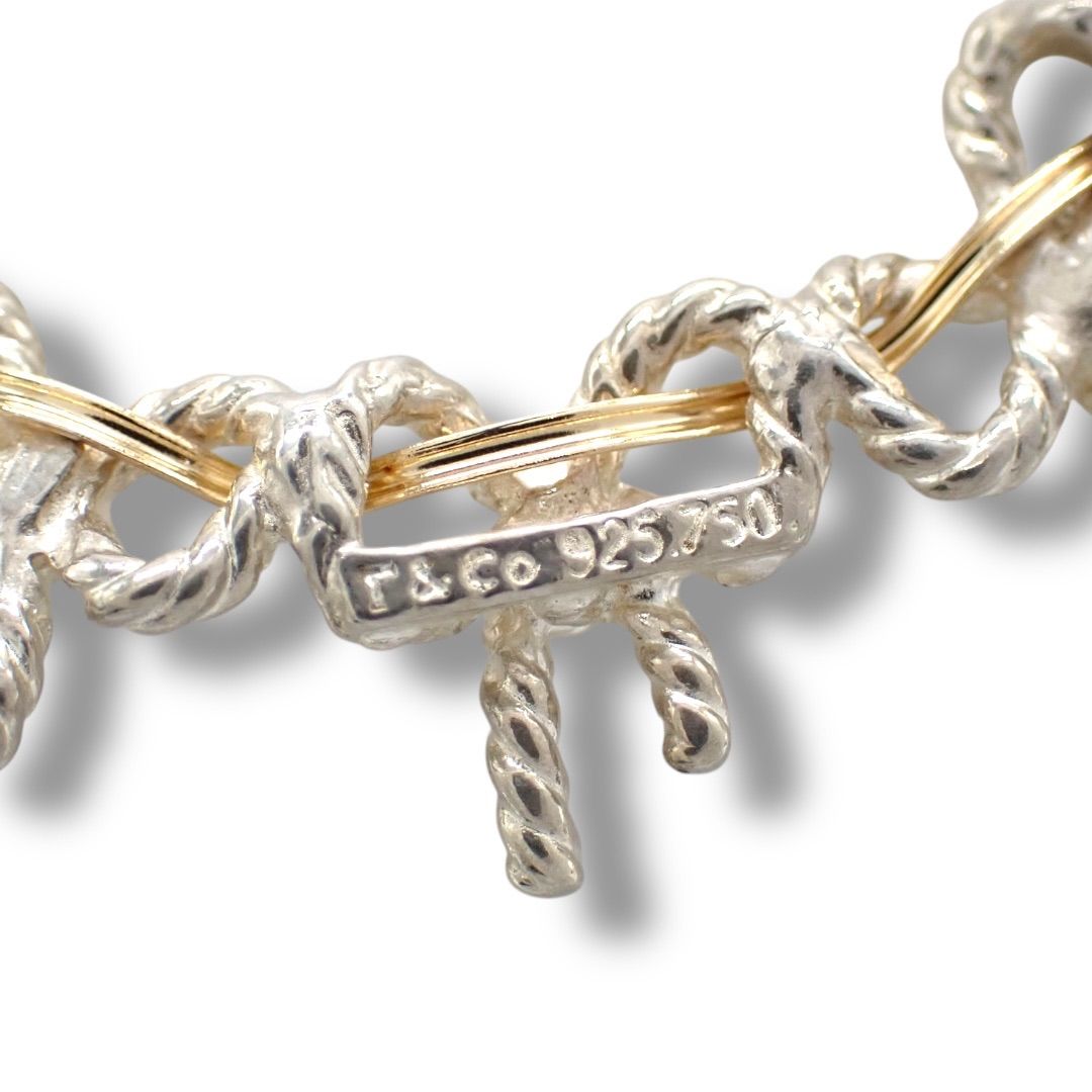 極美品✨️ ティファニー トリプル リボン コンビ ネックレス ペンダント 廃盤】ティファニー トリプル リボン コンビ ネックレス シルバー 750