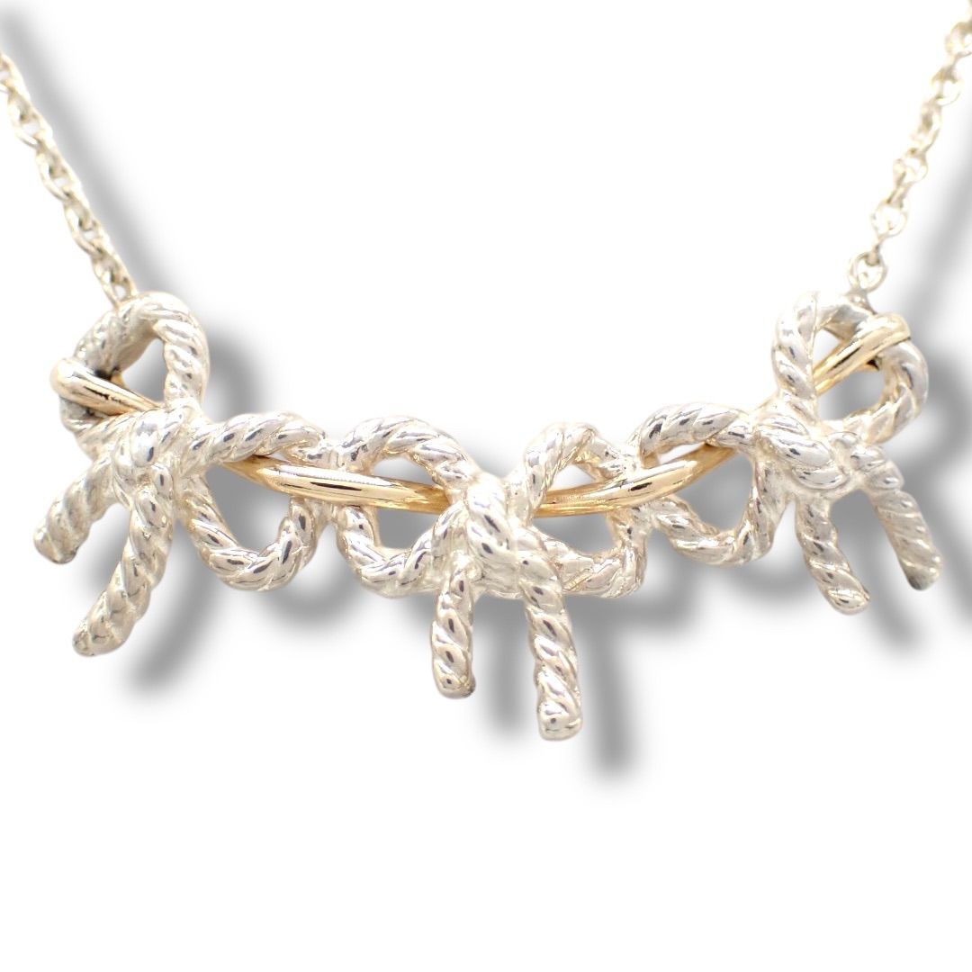 極美品✨️ ティファニー トリプル リボン コンビ ネックレス ペンダント TIFFANY ティファニー トリプルリボン ネックレス ペンダント コンビ