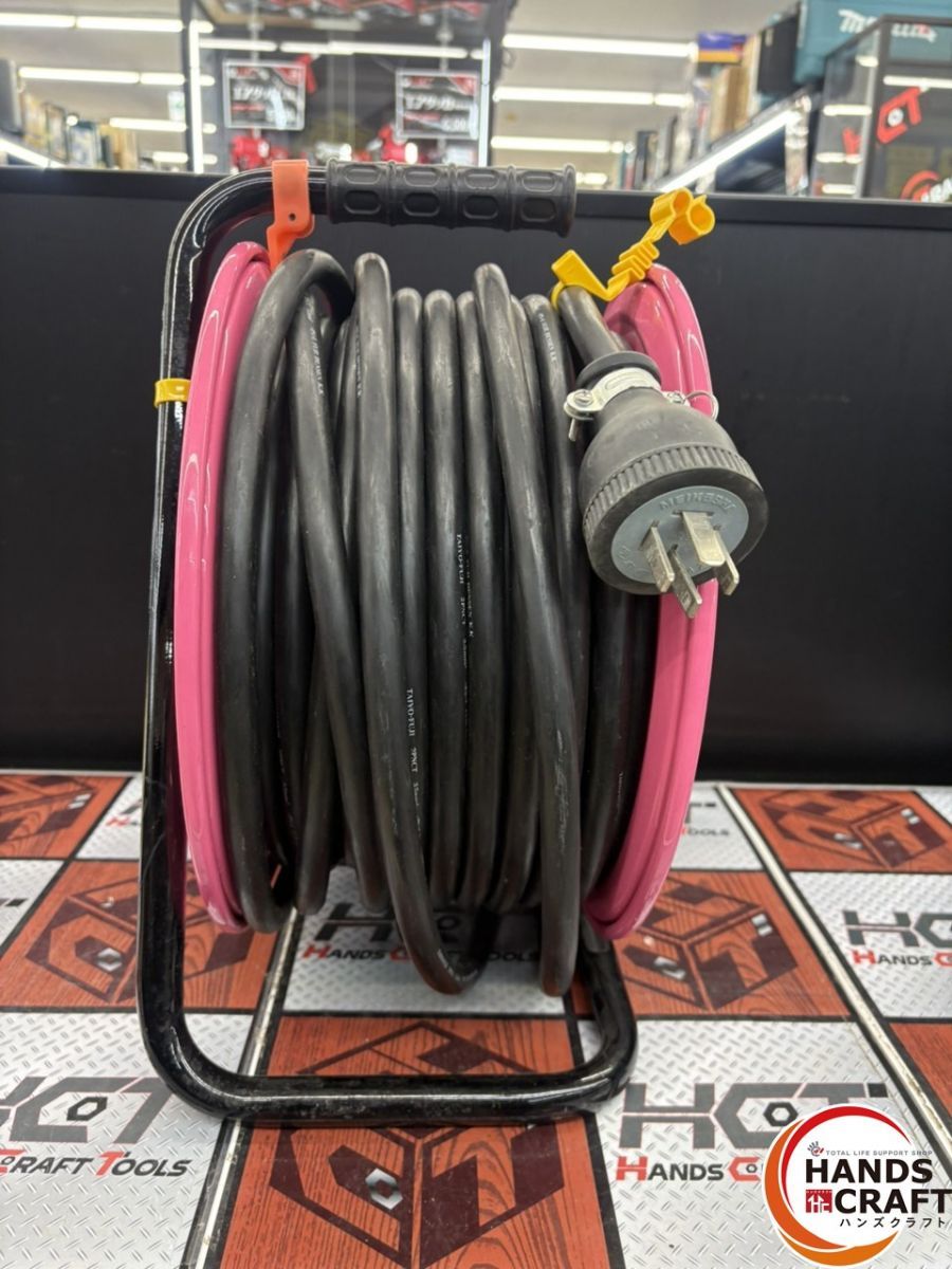 【引取限定】【中古】日動 ND-EK330FPN-20A 200Vドラムリール 全長30m（有効29m）三相200V ブレーカー付 【ハンズクラフト宮崎新名爪店】 □【中古】日動 ND-EK330FPN-20A 屋外・防災用電工ドラム 三相200V