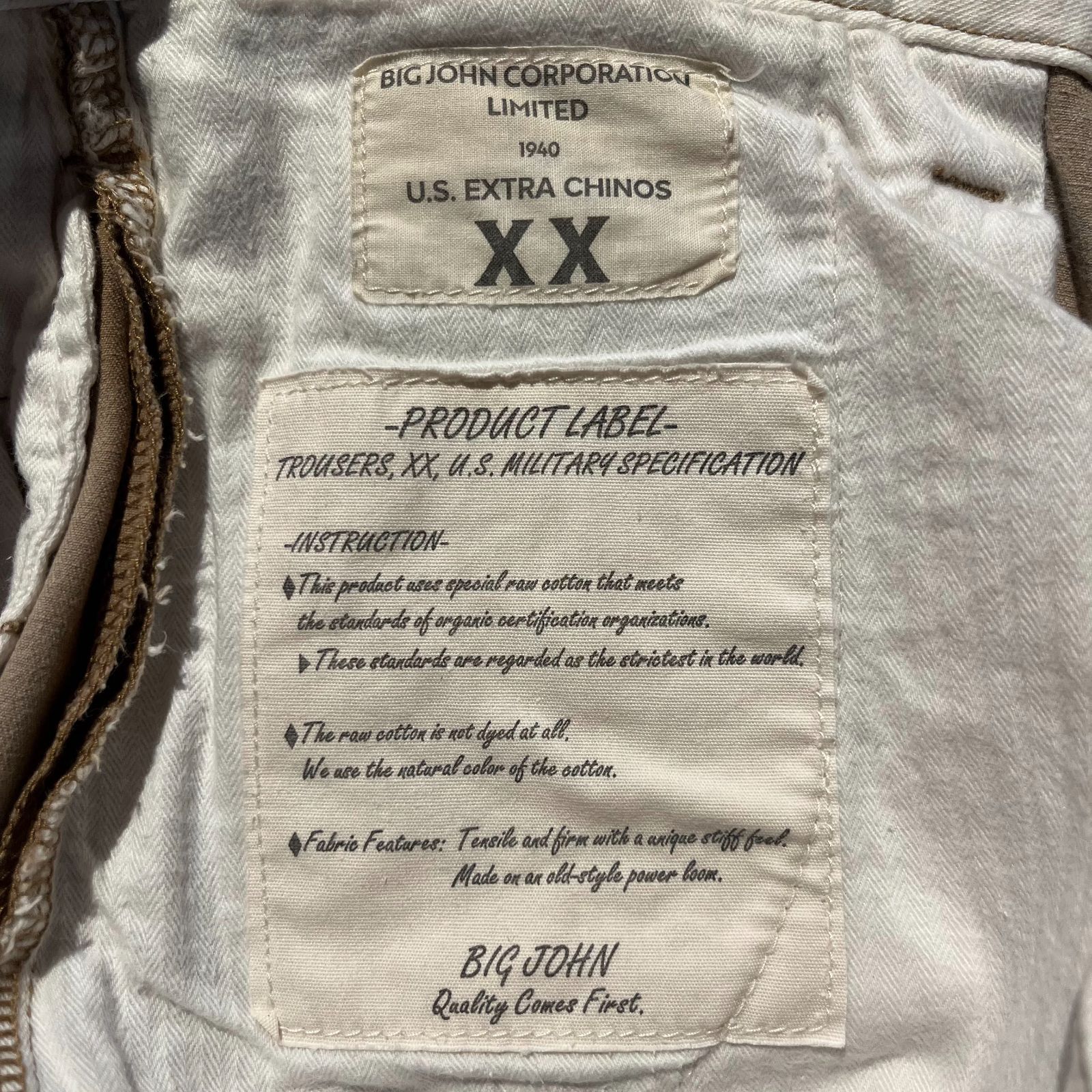 BIG JOHN XX804 U.S. EXTRA CHINOS TAPERED TROUSERS 32 ビッグジョン 