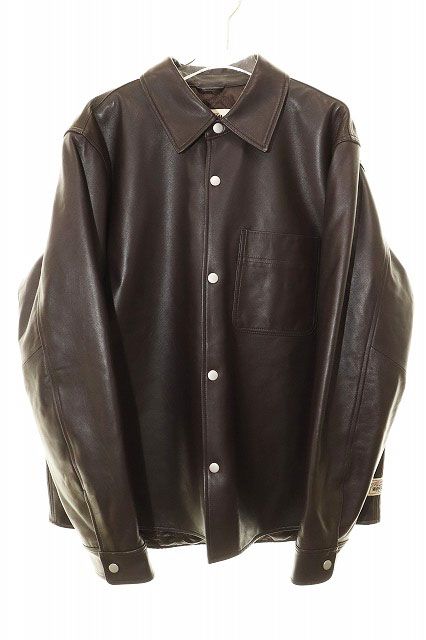 ステューシー STUSSY 24SS BOXY LEATHER OVERSHIRT ESPRESSO M BROWN