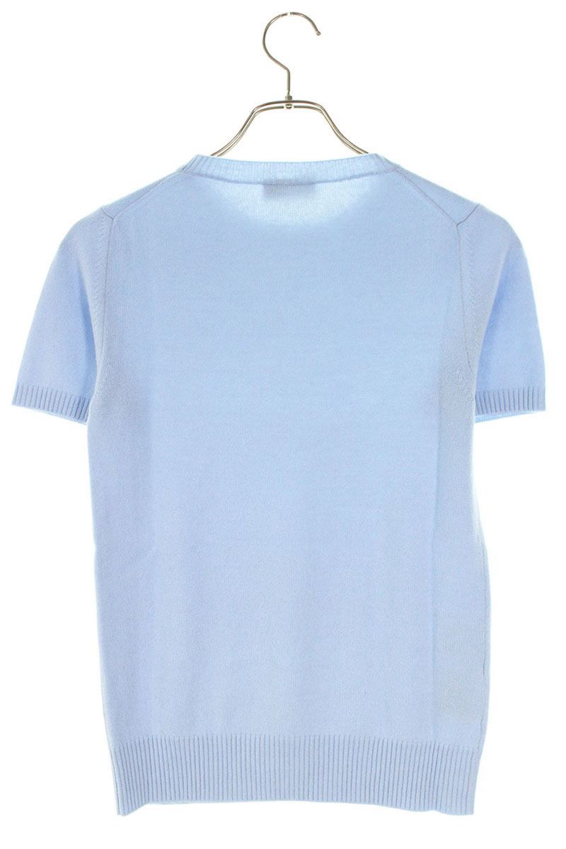 ミュウミュウ MML842 ロゴ刺繍カシミア半袖ニット レディース 36 ※12