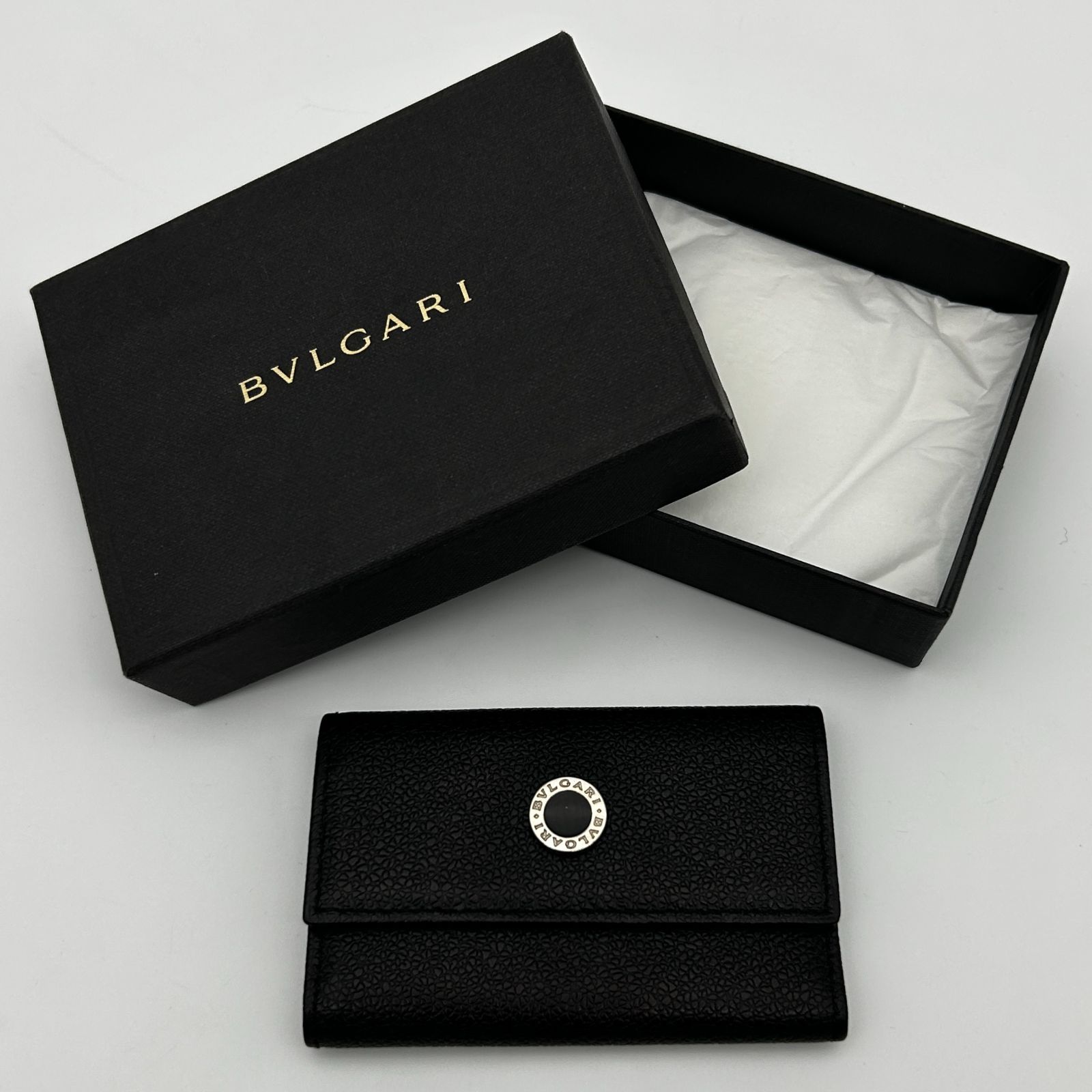 ブルガリリング付きレザーキーケース ブラック ブルガリリング付きレザーキーケース ブラック ブルガリリング付き