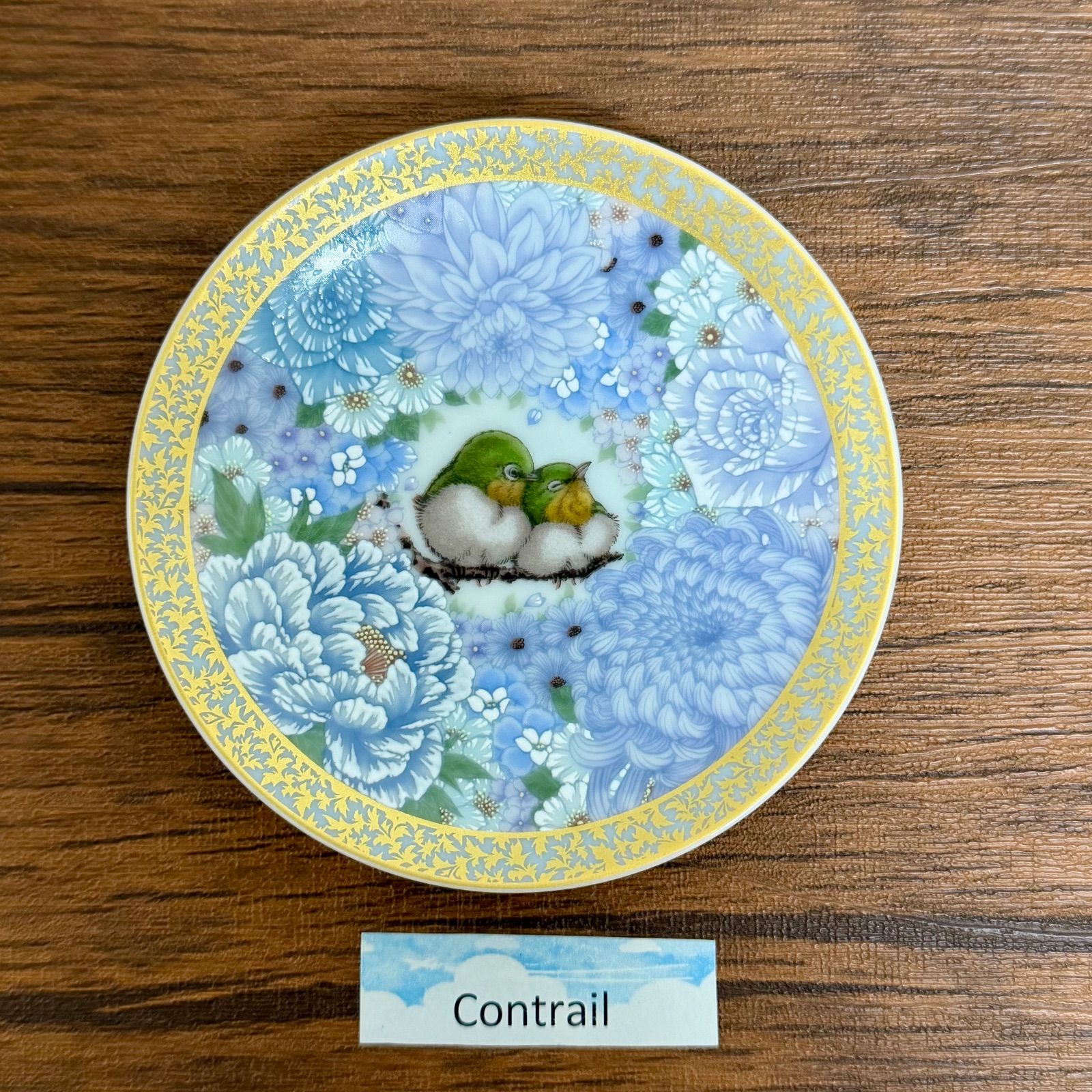 九谷焼】九谷アート 小皿 花詰薄花色に目白（河田里美 監修）Kutani