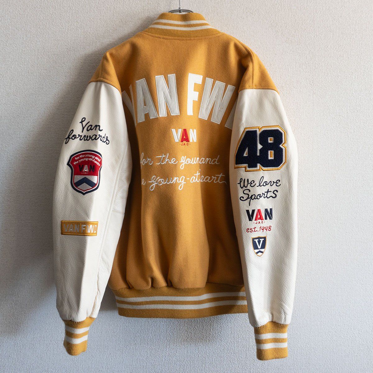 美品】 VAN JAC 【袖レザー スタジャン】M ヴァン ワッペン スタジアム