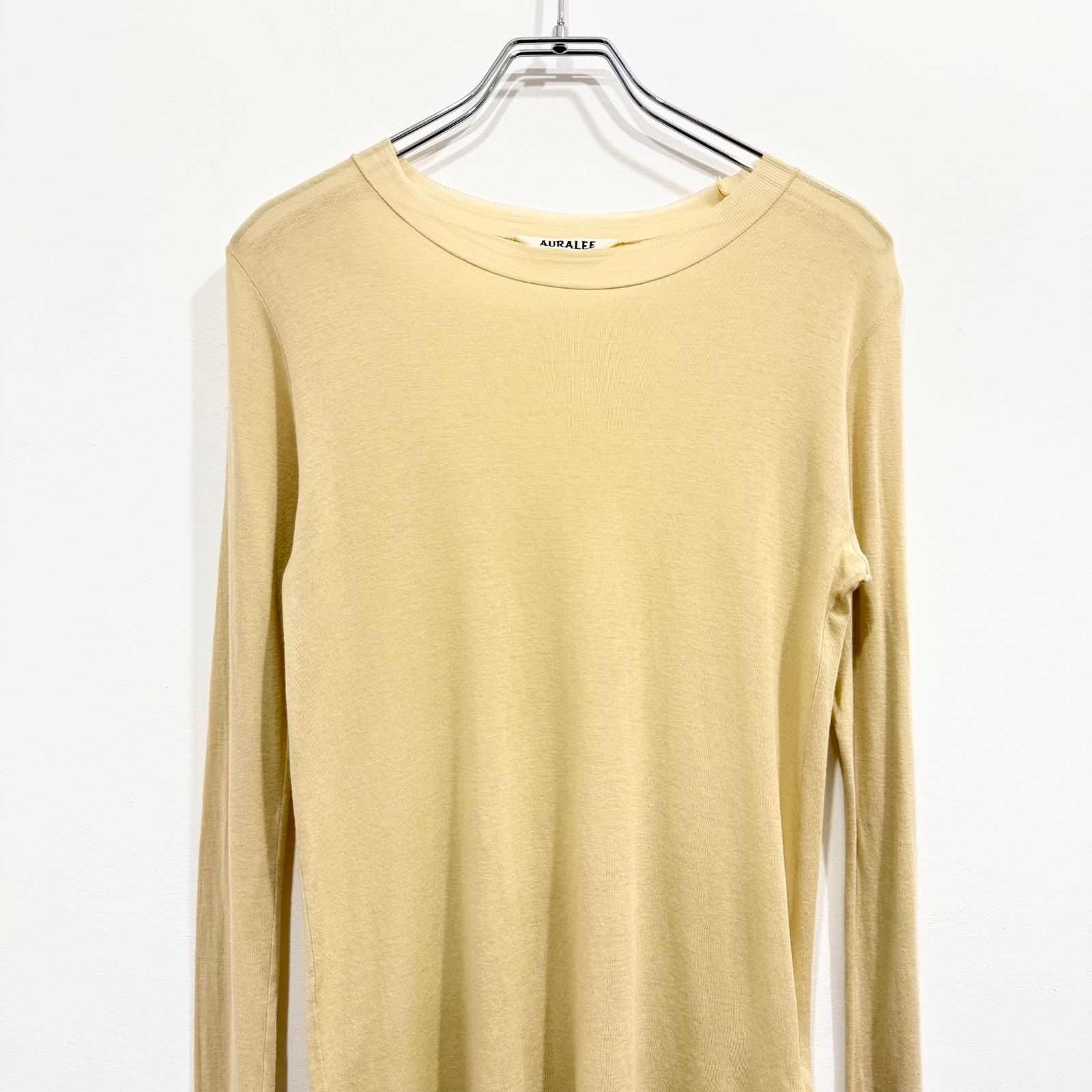 2022SS AURALEE オーラリー GIZA SUPER HIGH GAUGE SHEER RIB TEE クルーネックTシャツ 1/ベージュ トップス【2400013371827】 2022SS AURALEE オーラリー GIZA SUPER HIGH GAUGE SHEER RIB TEE