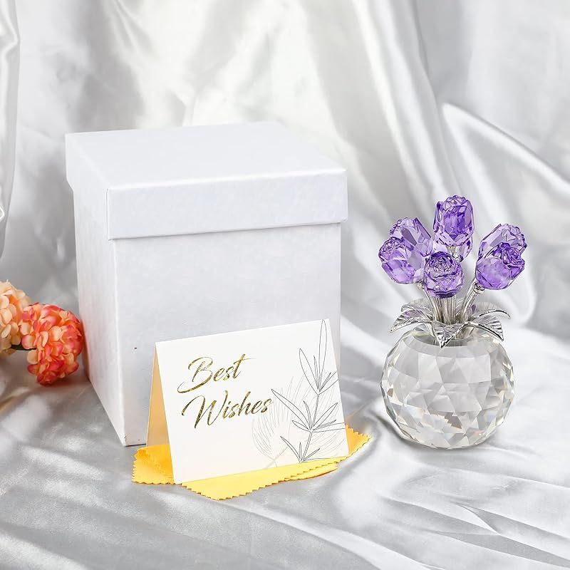 結婚記念日プレゼント 女性 人気 K9クリスタル紫のバラギフト 枯れ