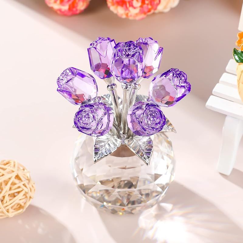 プレゼント クリスタル バラ 枯れない 花 薔薇 蝶 結婚祝い 記念日 女性 結婚記念日プレゼント 女性 人気 K9クリスタル紫のバラギフト 枯れ