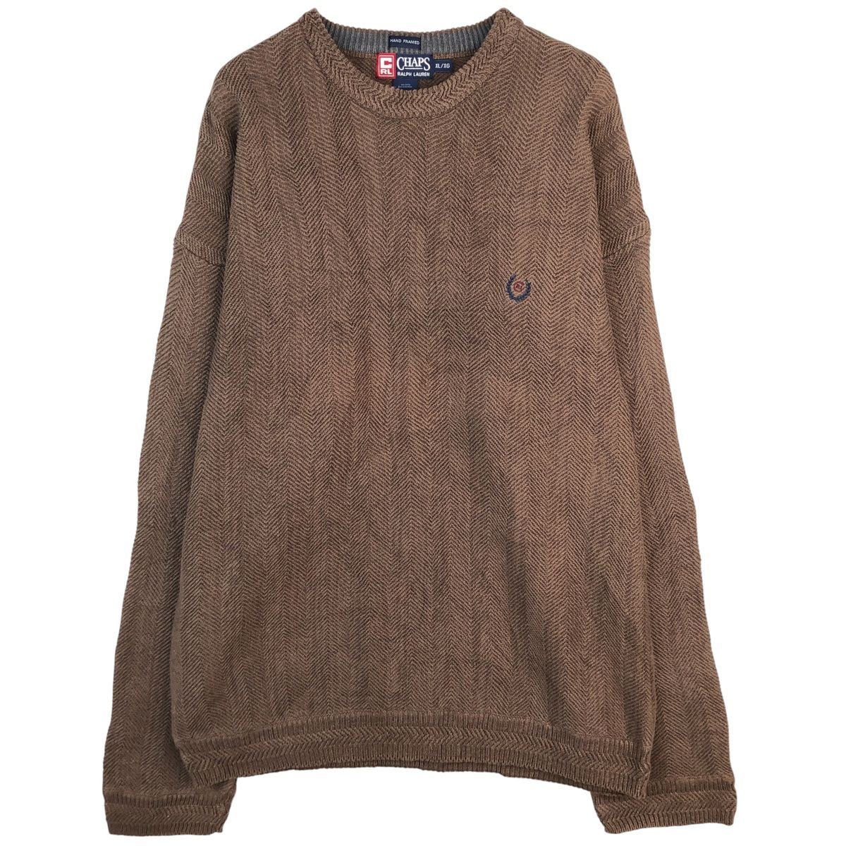古着 ラルフローレン Ralph Lauren CHAPS チャップス ヘリンボーン コットンニットセーター メンズXL相当/eaa604483 古着 ラルフローレン Ralph Lauren CHAPS チャップス ヘリンボーン