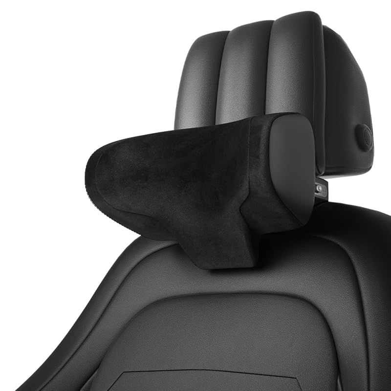 CANLER 車用ヘッドレスト 首枕 ネックパッド 高さ12cm・前後5cm可調節 ドライブ用 クッション 車ヘッドレストクッション 取り付け簡単 フック付き シート対応 汎用タイプ -ブラック 1
