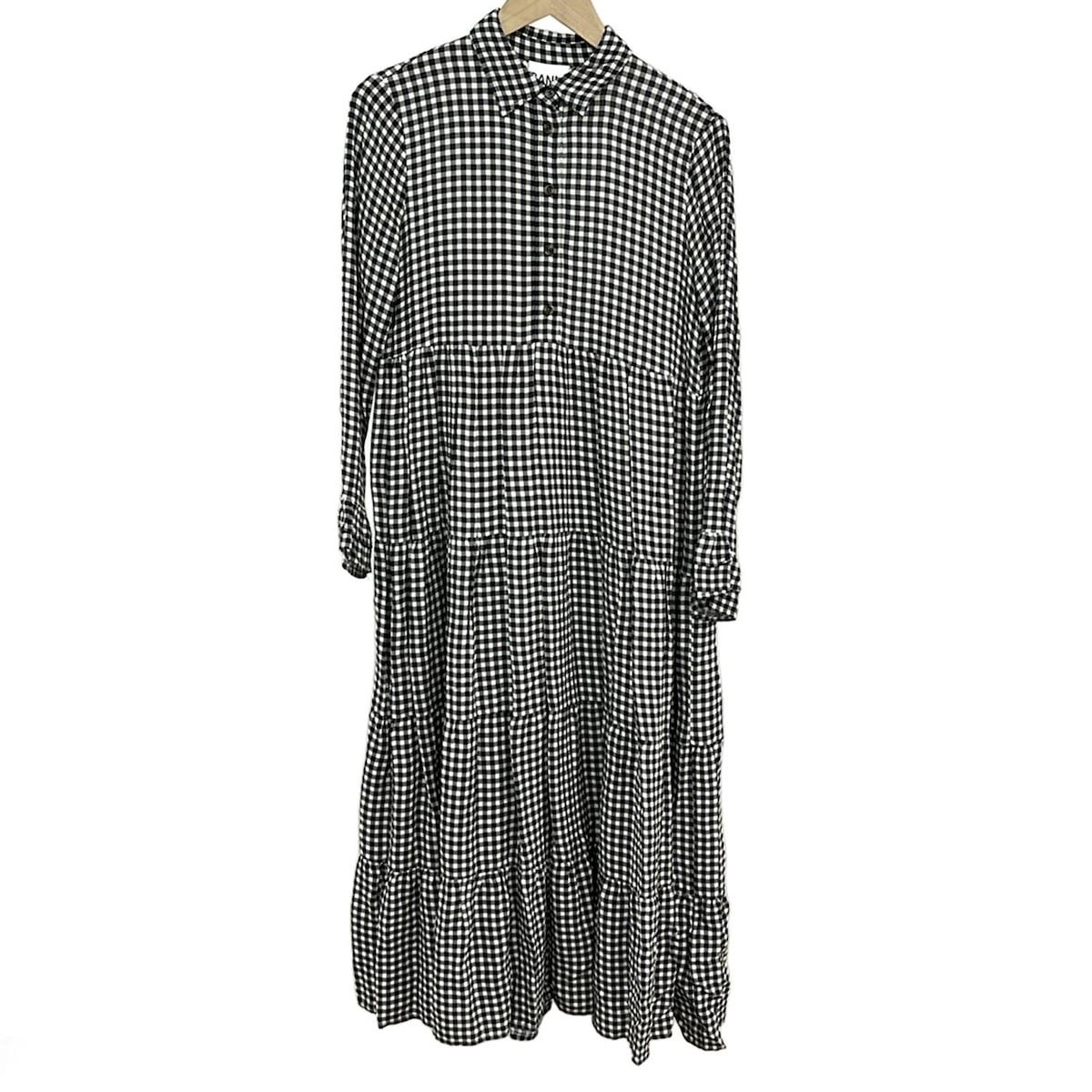 GANNI(ガニー) ワンピース サイズ34 S レディース - 黒×白×グレー