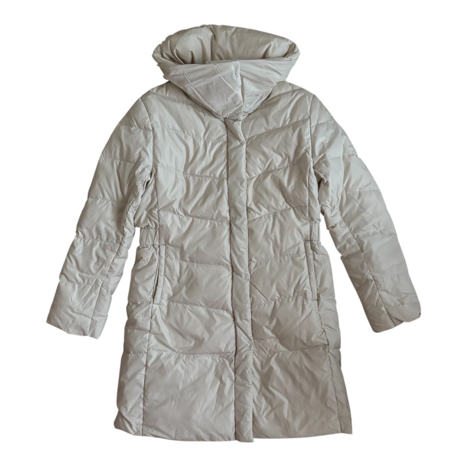 ZK35 UNIQLO ユニクロ ダウンコート ロング丈 ボリューム襟 ホワイト系