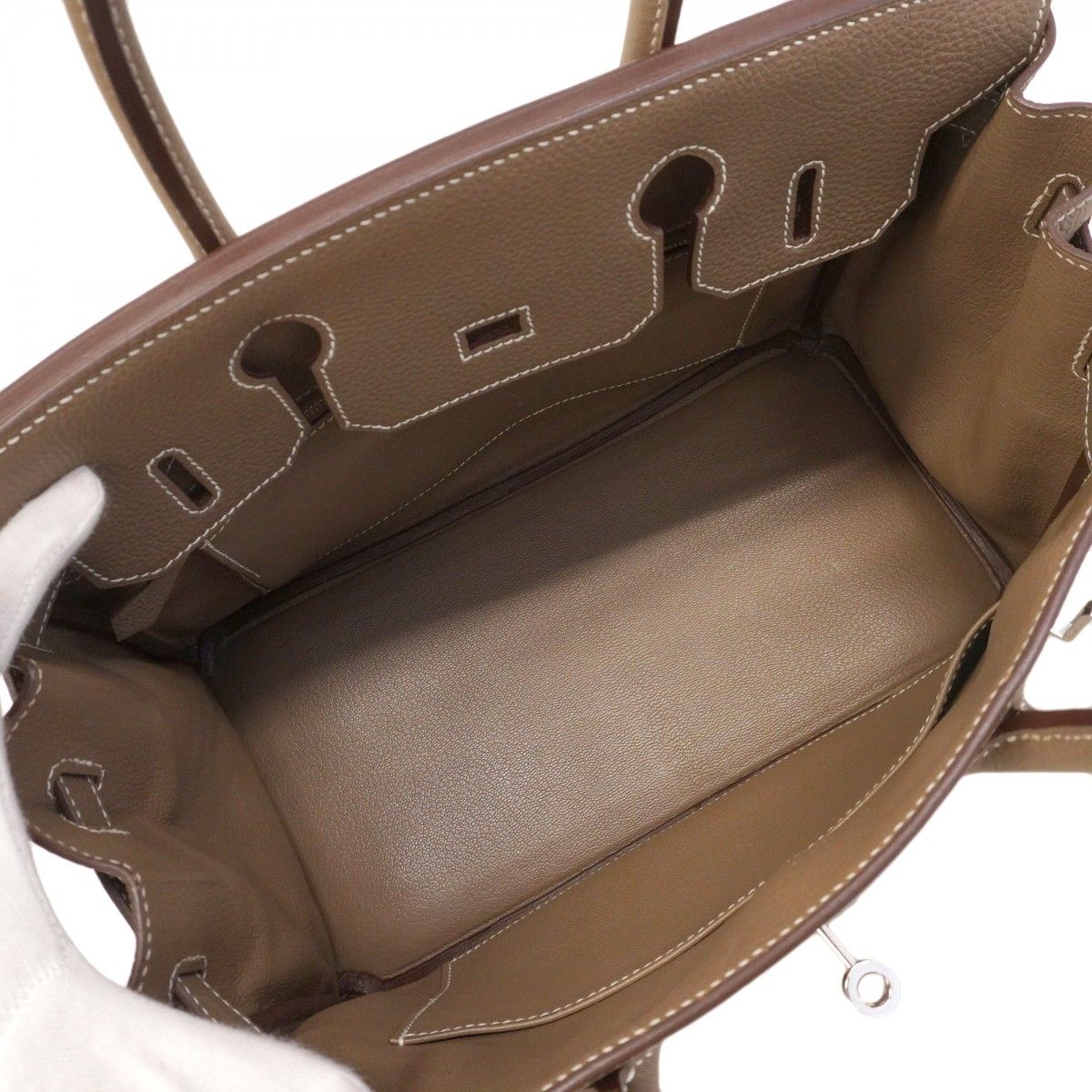 5pd6688】エルメス ハンドバッグ バーキン30 トゴ エトゥープ シルバー