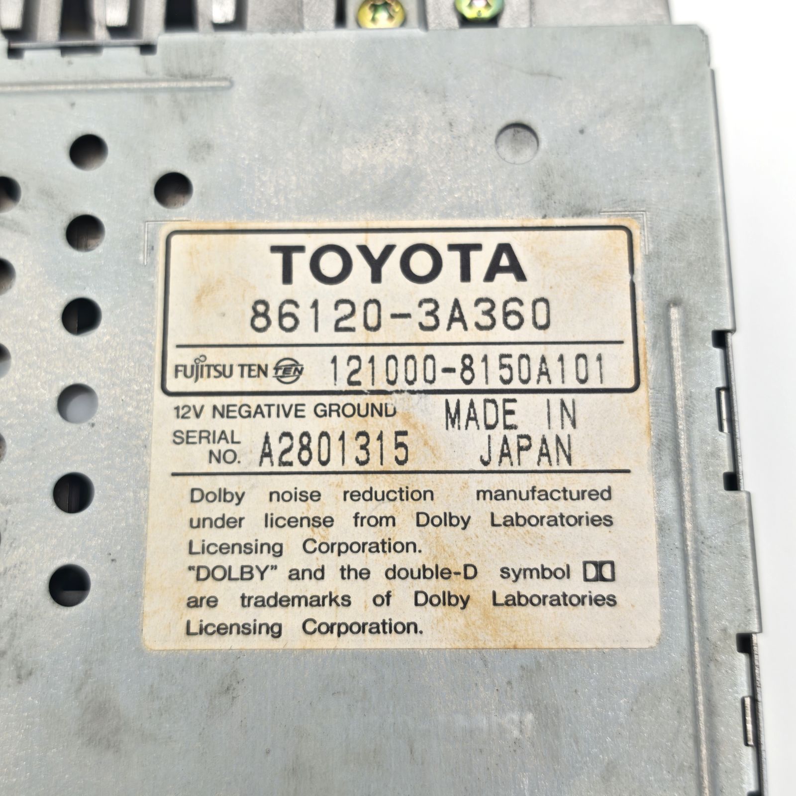 TOYOTA トヨタ自動車 純正 1DIN AM/FMラジオ カセットデッキ 86120