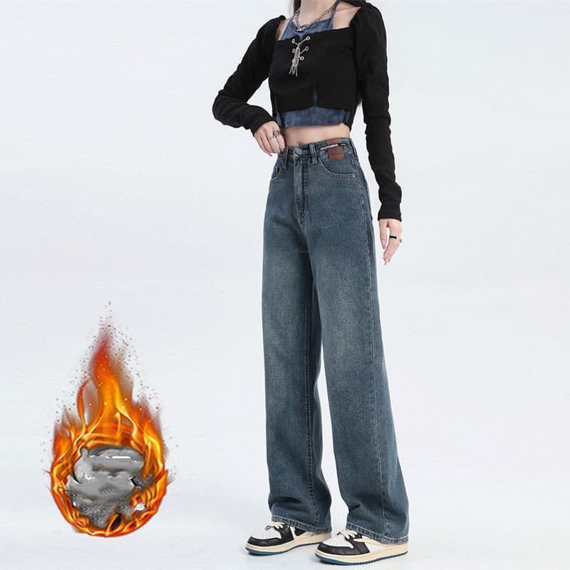  ワイドデニムパンツ ♥ 裏起毛 レディース パンツ ワイドパンツ ガウチョパンツ 体型カバー ゆったり ズボン 裏ボア 美脚 裏起毛デニムワイドパンツ ハイウエスト ジーンズ ジーパン 厚手 おしゃれ 可hanniu 53 その他 デニム ジーンズ