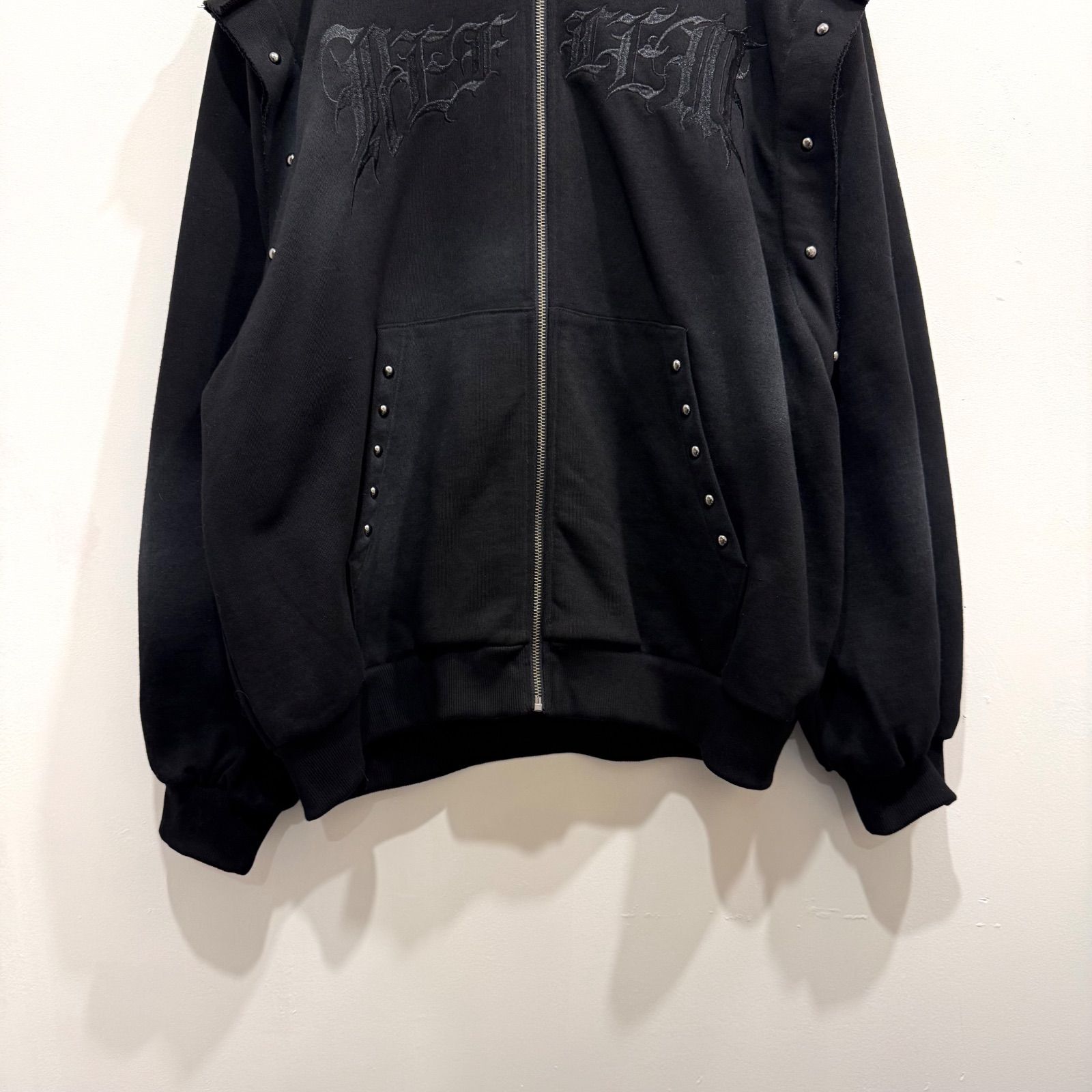 REFLEM レフレム クロスパッチ2WAY加工ジップアップパーカー ブラック