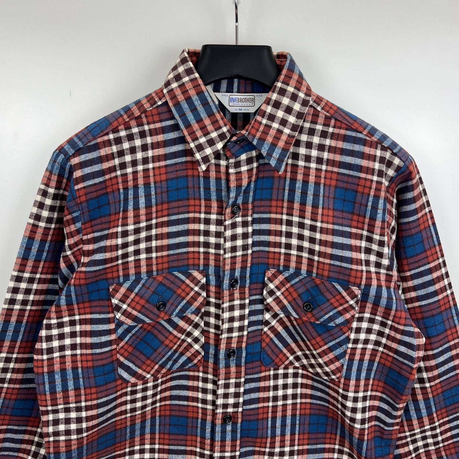 '70s〜'80s FIVE BROTHER ファイブラザーズ フランネルシャツ 70s~80s FIVE BROTHER Check Flannel L/S Shirt 灰黒 L ファイブ