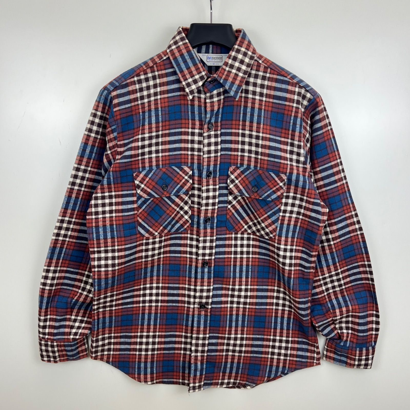 FIVE BROTHER 70s 80s USA VTG plaid flannel shirts M ファイブ