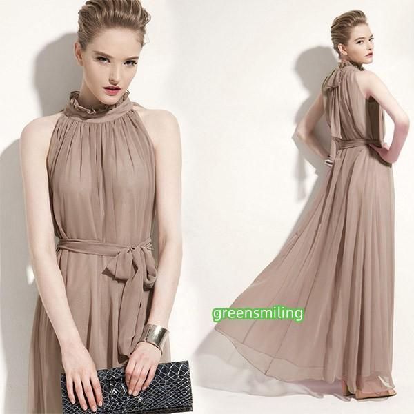 ロングドレス 2重シフォン 演奏会 ピアノ発表会 ハイネック