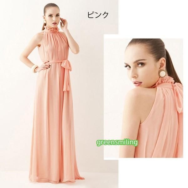 ロングドレス 2重シフォン 演奏会 ピアノ発表会 ハイネック